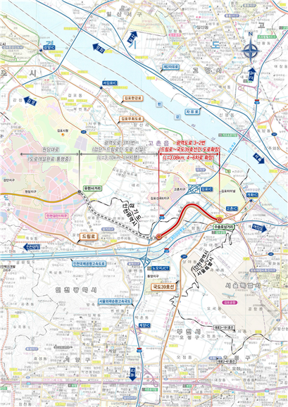 드림로~국도39호선 확장 개선 계획(안). 자료=인천시